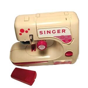 Child's Singer Sewing Machine Vintage White and Red Collectible